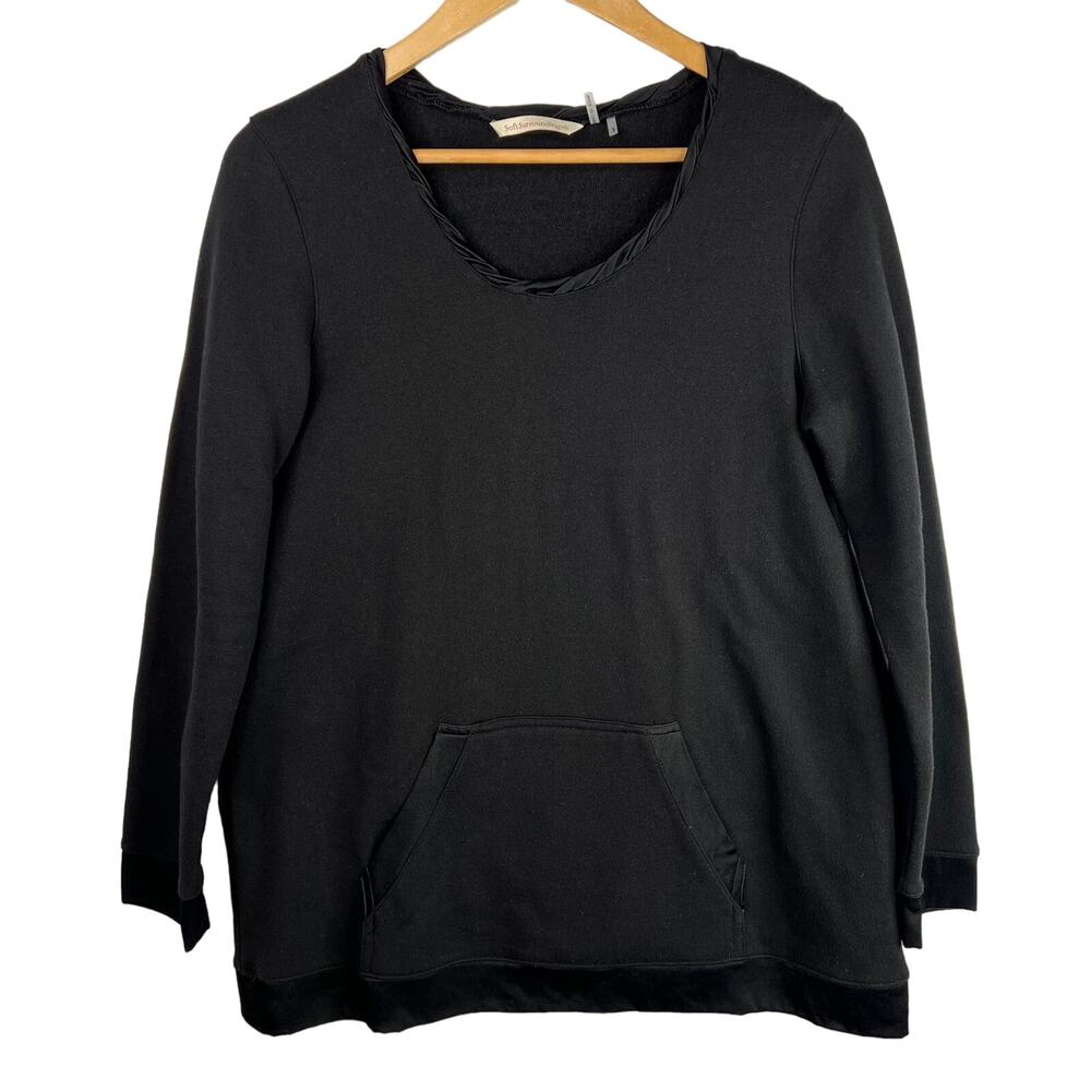 Soft Surroundings Celia Tunic Fleece Black Sweatshirt Small